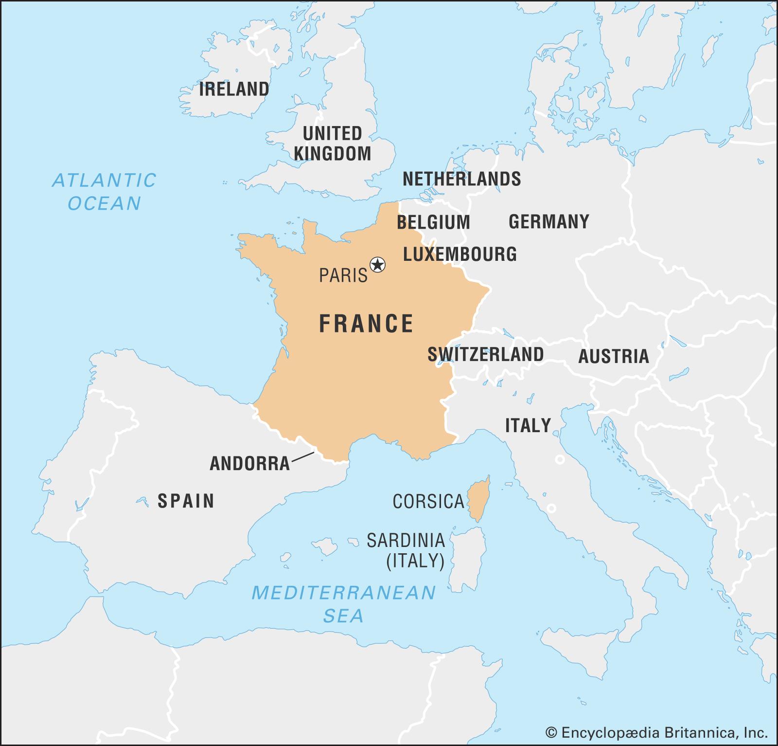 Francia mappa dell'europa - Cartina europa Francia (Europa Occidentale -  Europa)
