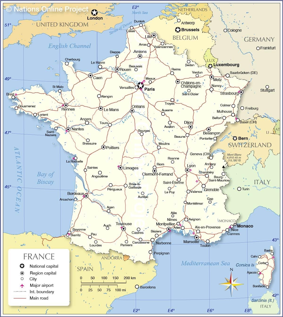Francia mappa aeroporti internazionali