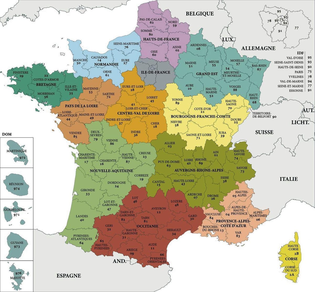 mappa della Francia dipartimento