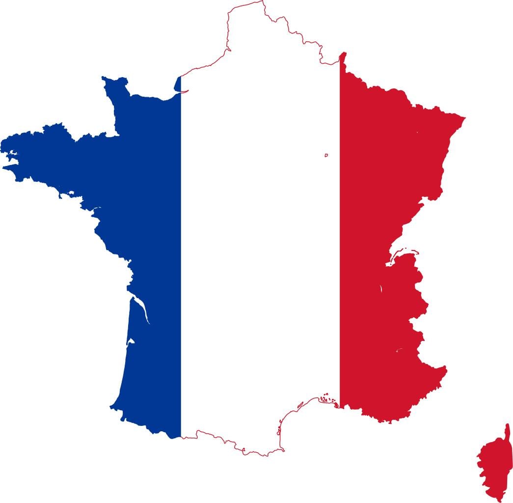 mappa della Francia bandiera