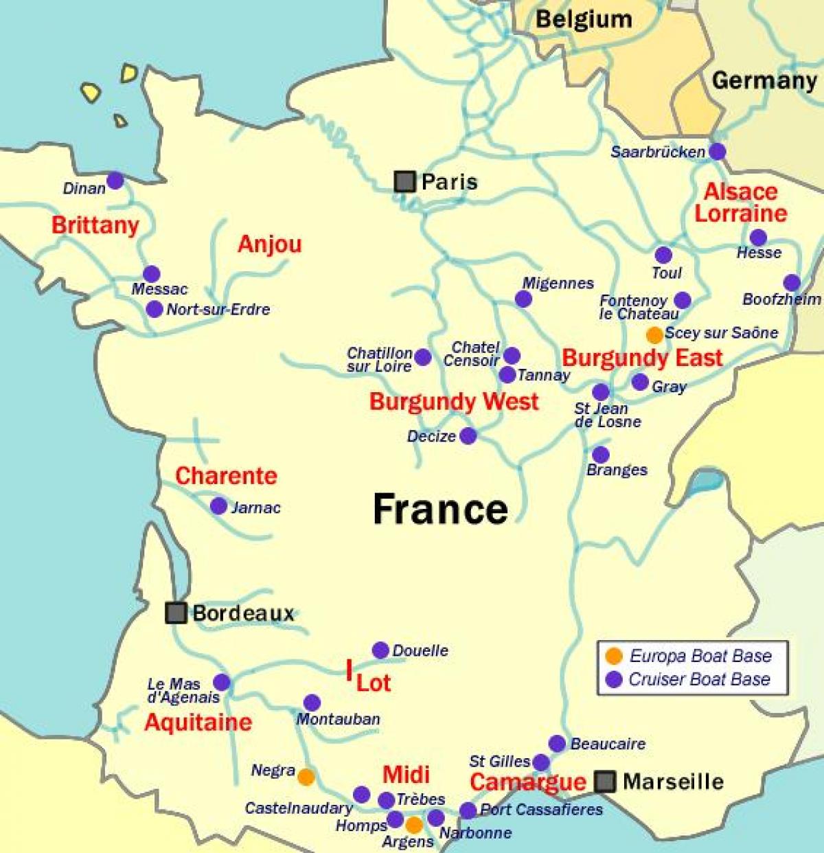 mappa della Francia barca
