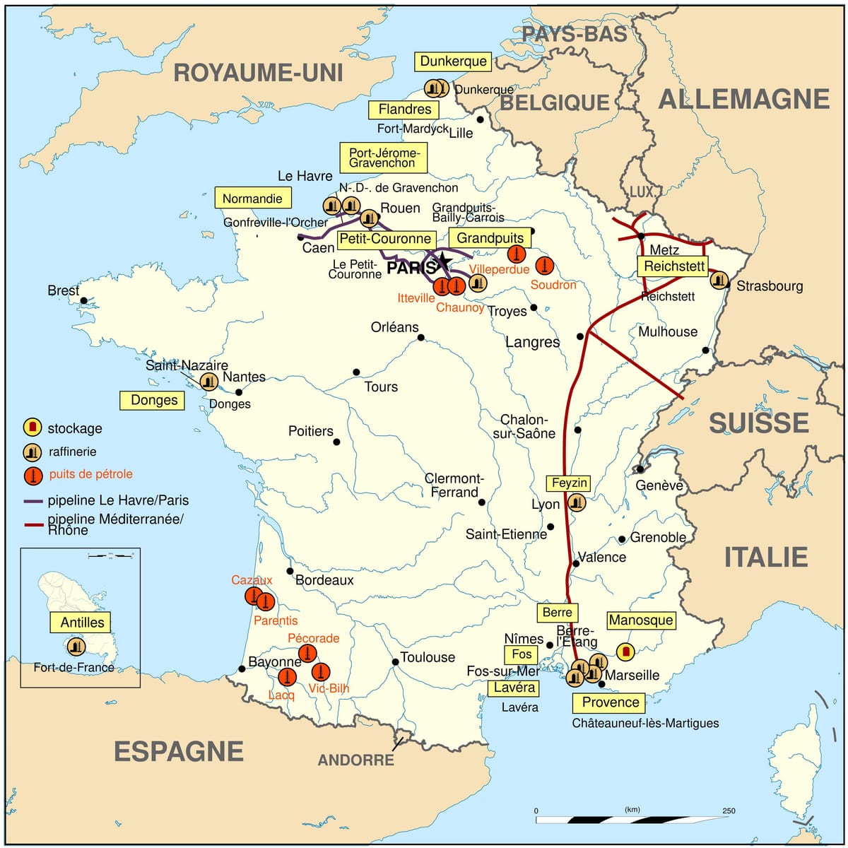 mappa della Francia benzina