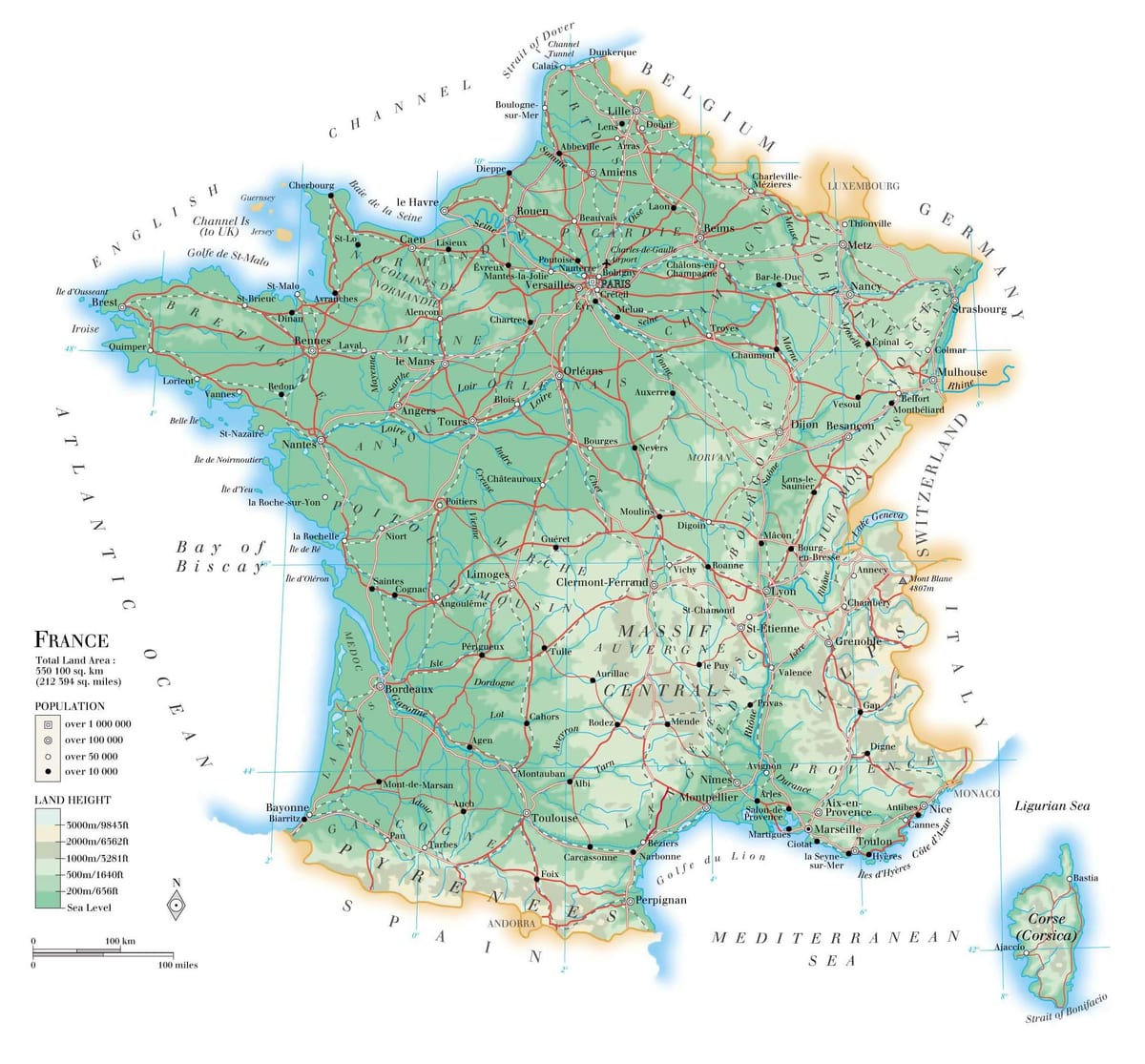 mappa geografica della Francia