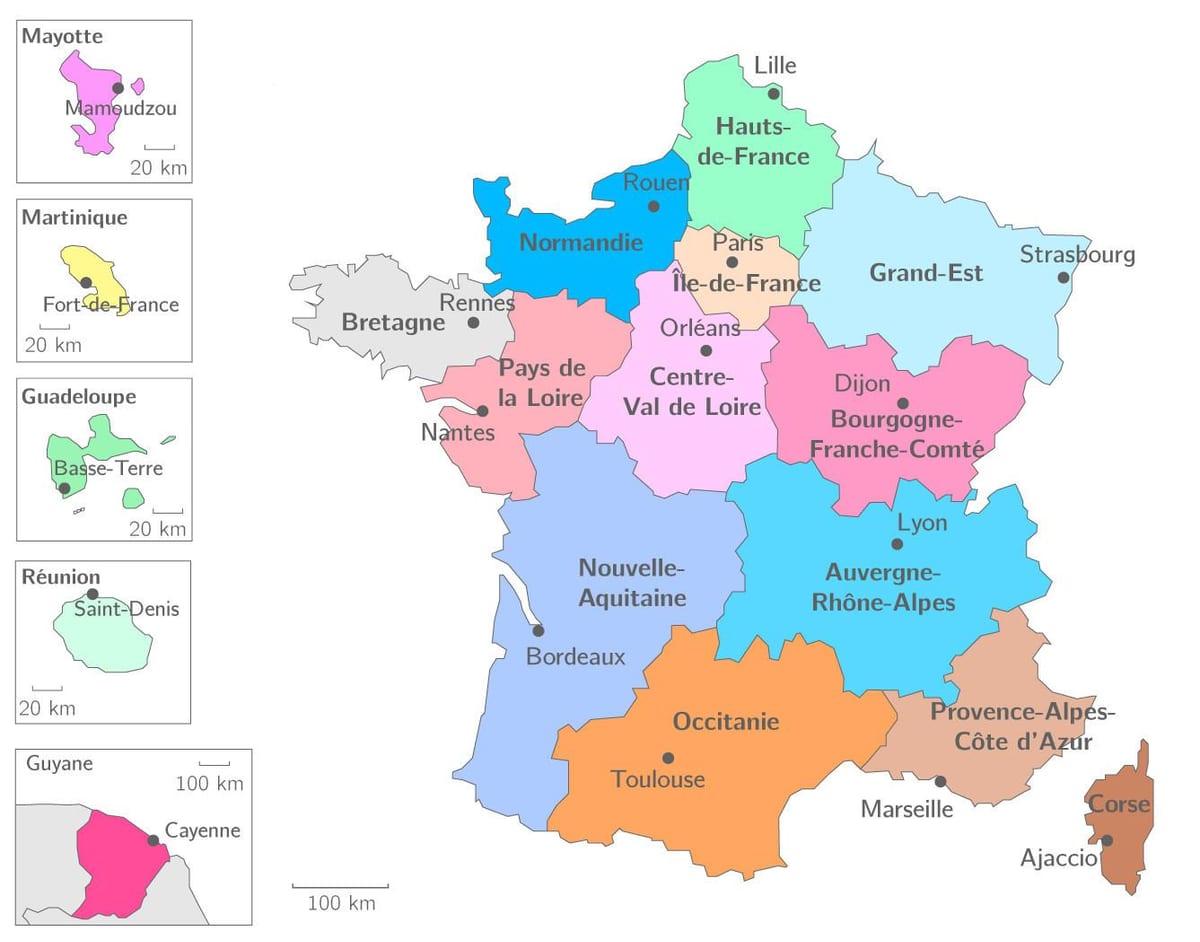 mappa di regione di Francia