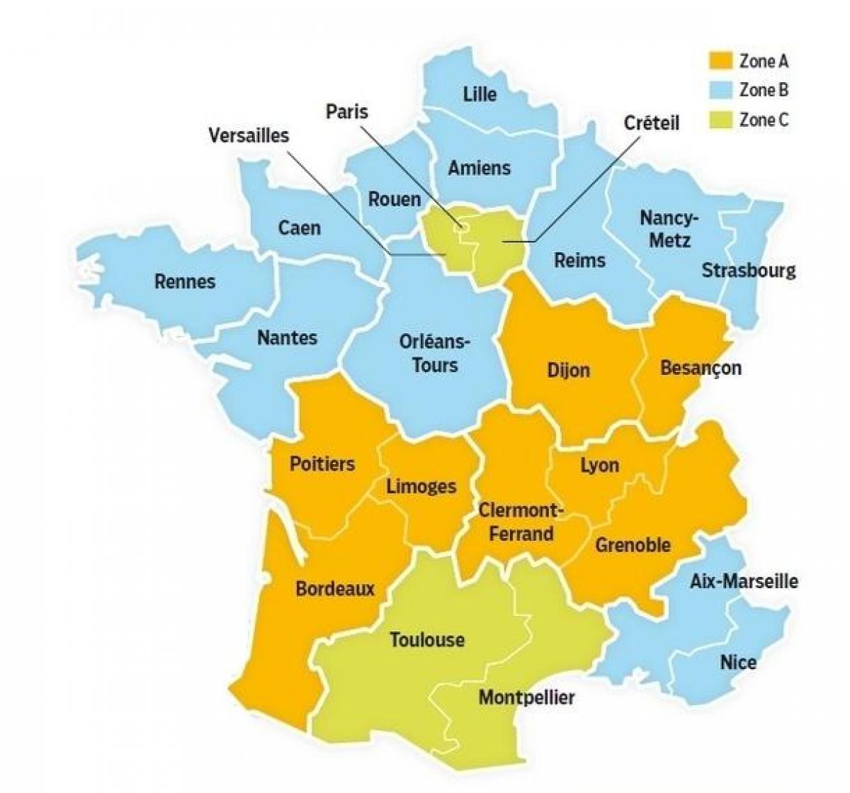 scuola, mappa della Francia