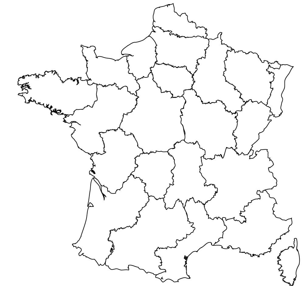 mappa della Francia in bianco e nero