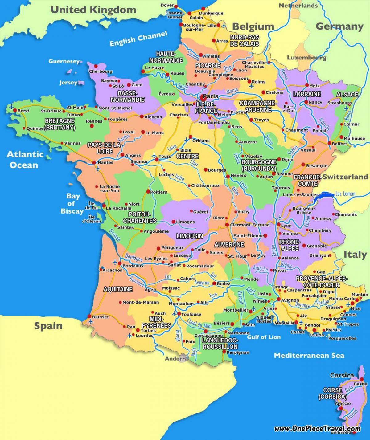 mappa turistica della Francia attrazioni turistiche