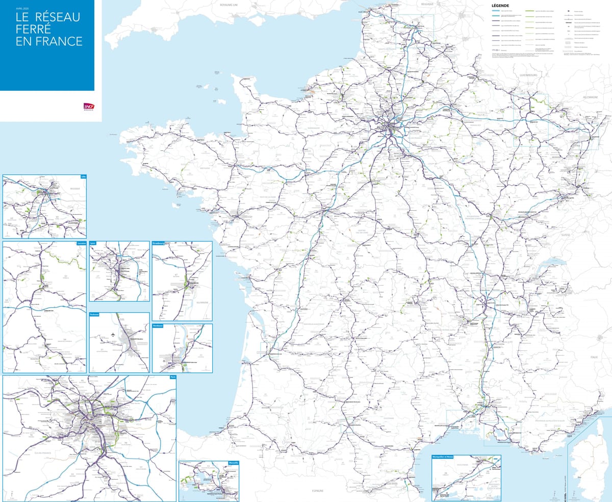 Francia rete ferroviaria nazionale mappa