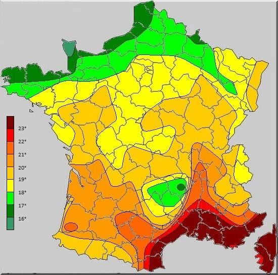 mappa della Francia temperatura