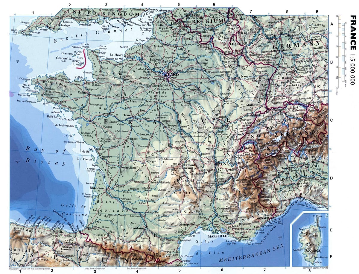 la mappa della Francia