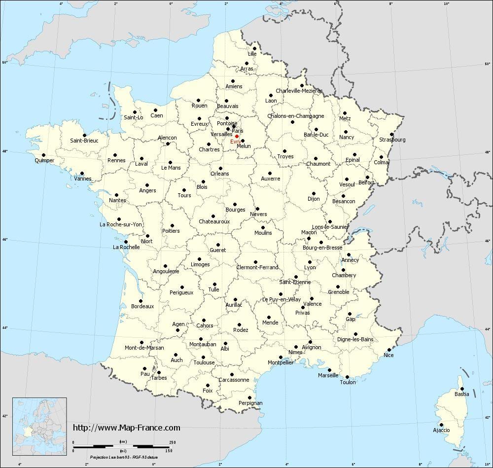 mappa della Francia e della città