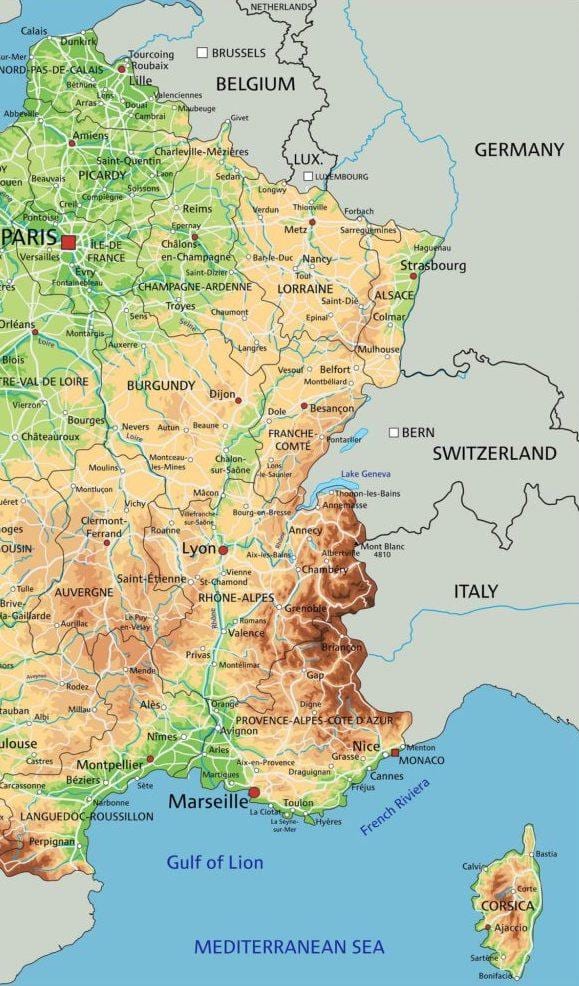 mappa della Francia orientale