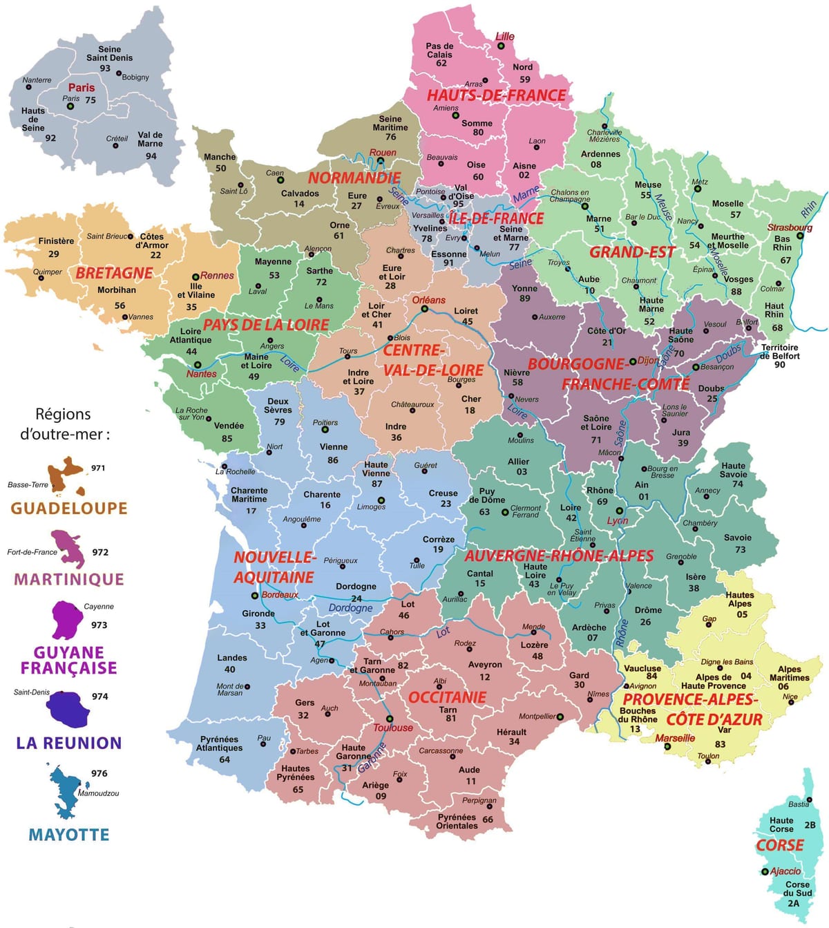 mappa politica della Francia con la città