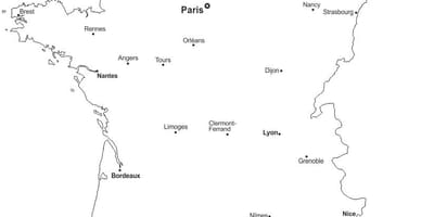 La francia di struttura della mappa con le città