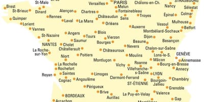 Mappa della Francia con tutte le città