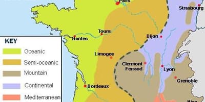 Mappa della Francia per il clima