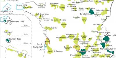 La mappa dei parchi nazionali in Francia